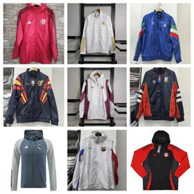 Adidas printed color matching striped zipper hooded casual jacket-4338