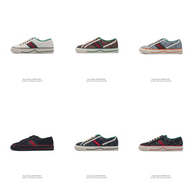 GUCCI Tennis 1977 Round-toe lace-up bas-top chaussures en toile-4849  