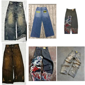 Batman brodé large-jambe jeans-5075  