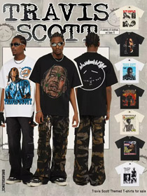 Travis Scott Vintage pur coton double fil à manches courtes T-shirt-5097  