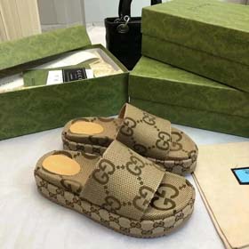 GUCCI un mot nouvelles pantoufles brodées à semelle épaisse haut-augmentation plateforme gâteau coup