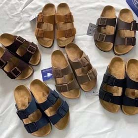 BIRKENSTOCK Paresseux hommes et femmes double boucle chaussons plates cuir véritable liège pied lit