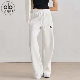 ALO Pantalon de yoga pour femmes avec cordon, polyvalent, taille haute, droit, lâche, décontracté, j