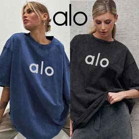 ALO Vêtements de yoga Femmes européennes et américaines Loose Casual manches courtes T-shirt col ron