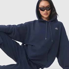 ALO Sweatshirt sport à capuchon femmes le même style manches longues courir fitness lâche décontract